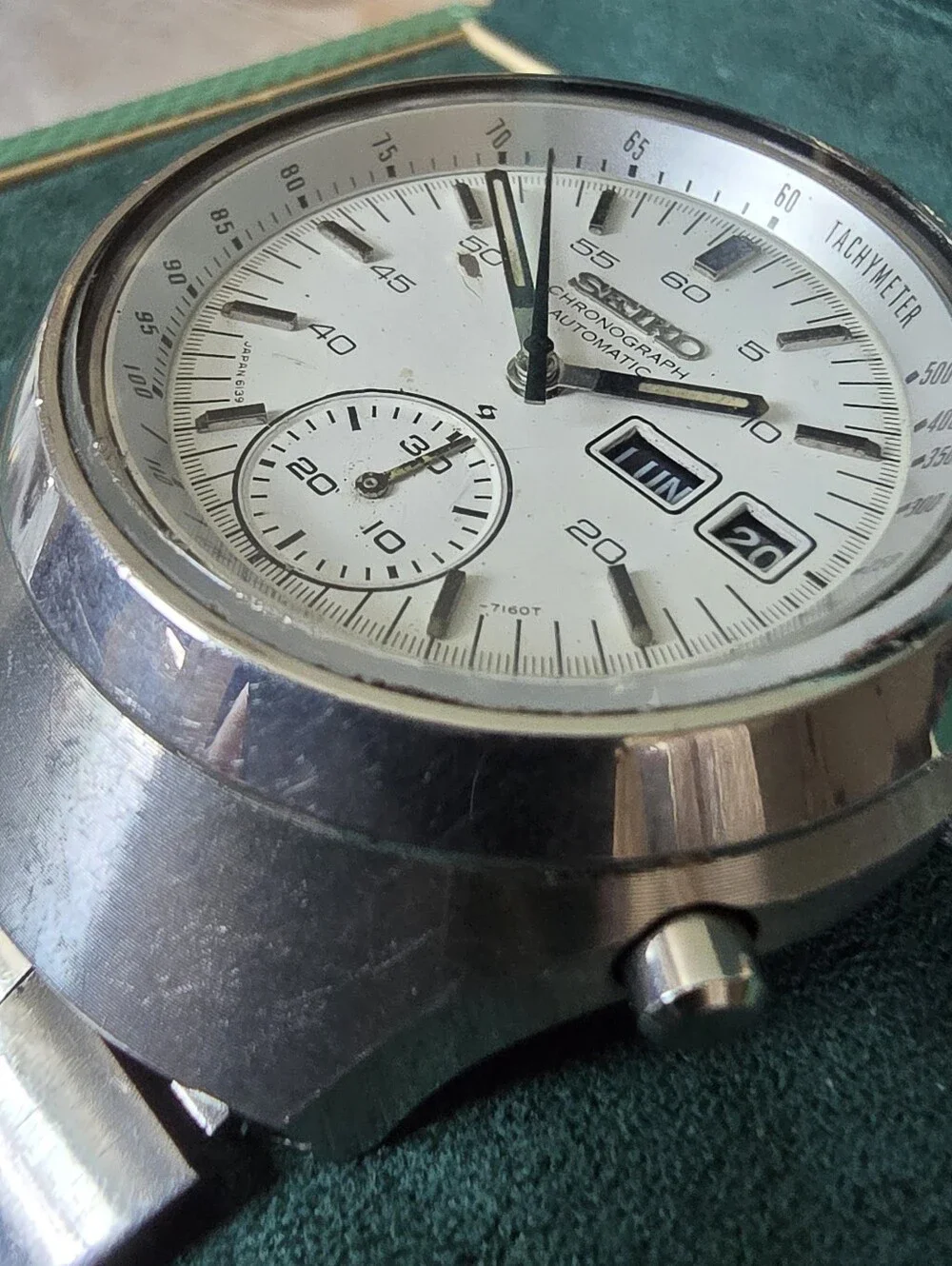 Seiko Silver White Chronograph Automatic Men's Watch